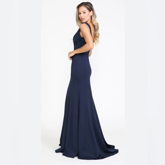 Xscape Dark blue formal cocktail dress. - Picture 3 of 9